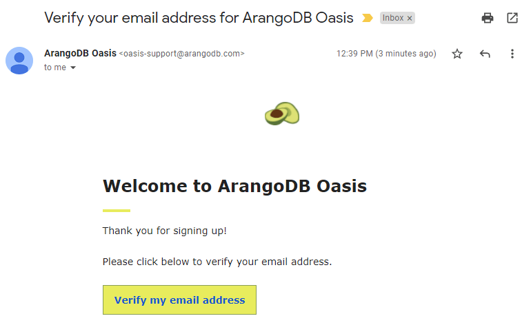 Oasis Organization Invite Email Verify